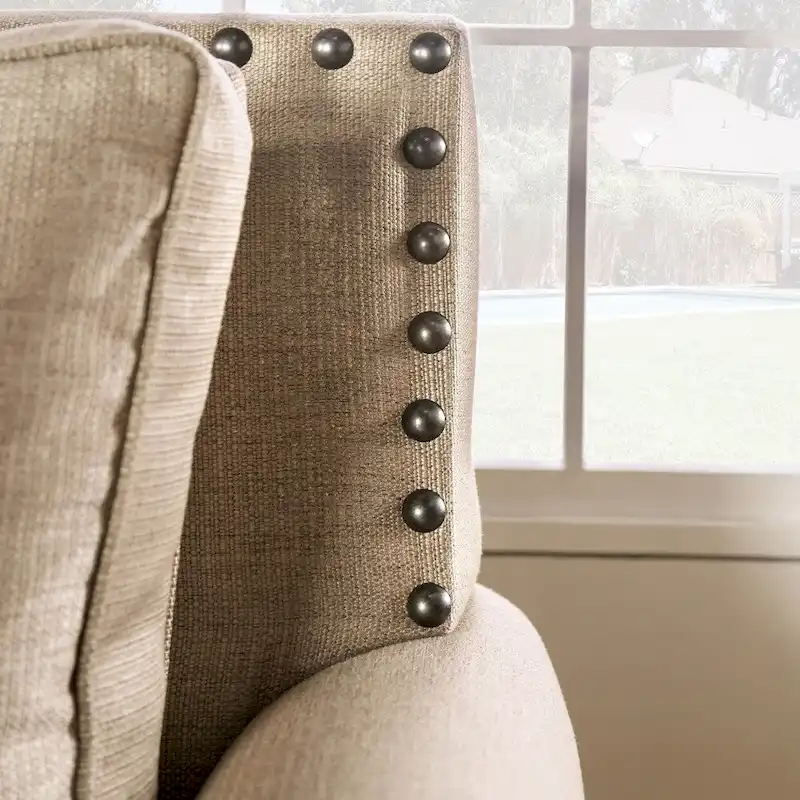 Furniture of America Qyn Traditional Beige Solid Wood Padded Loveseat