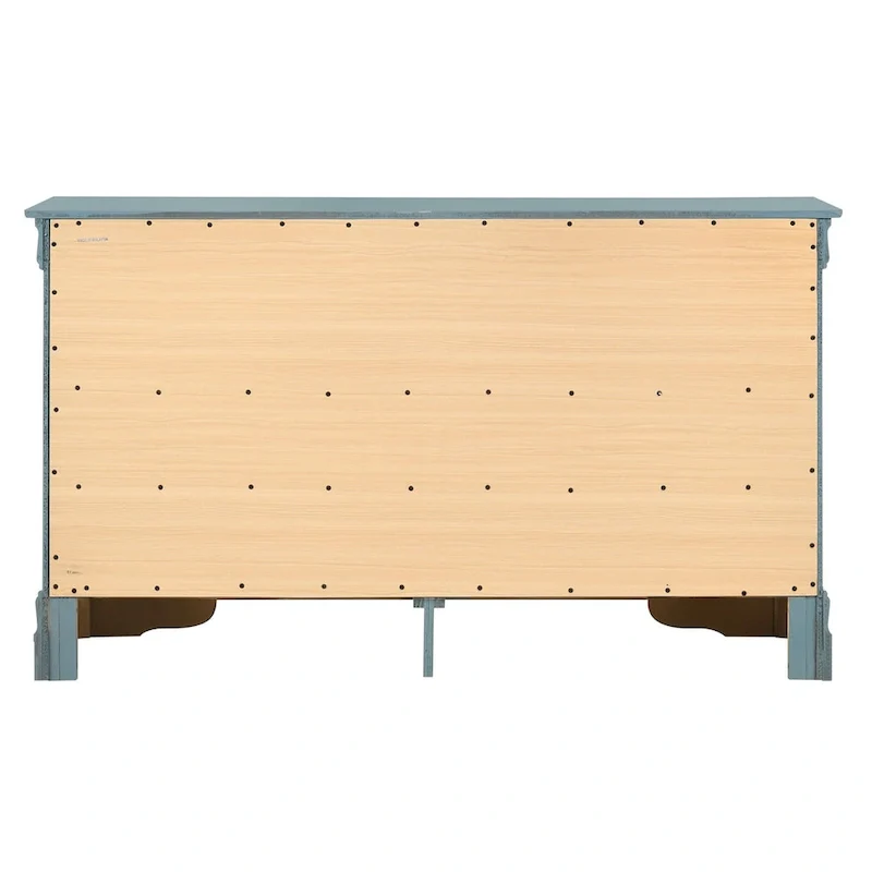 6-Drawer Double Dresser with Ornate Carved Details, Traditional Bedroom Storage Chest