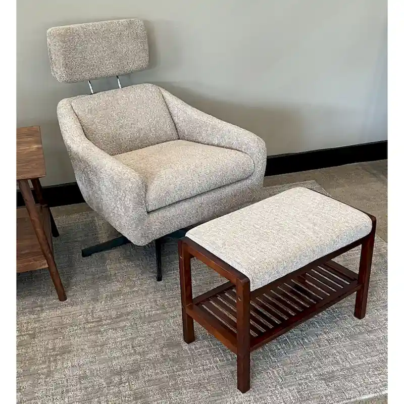 Solid Acacia Wood Padded Bench