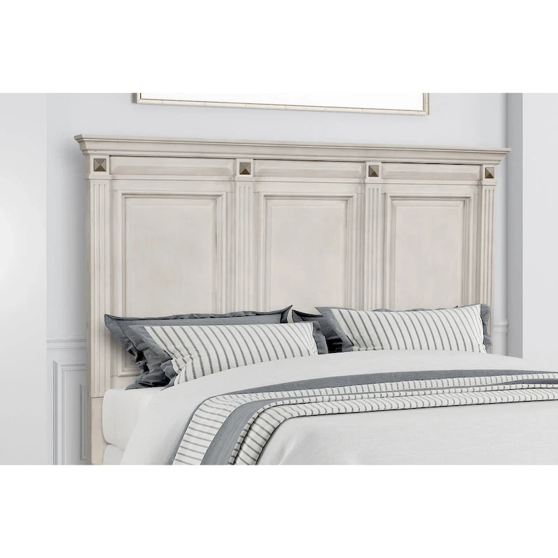 Roundhill Furniture Renova Distressed Parchment Wood Panel Bed