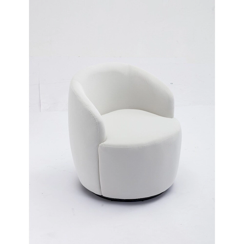 Velvet Fabric Swivel Barrel Chair with Black Powder Coating Metal Ring