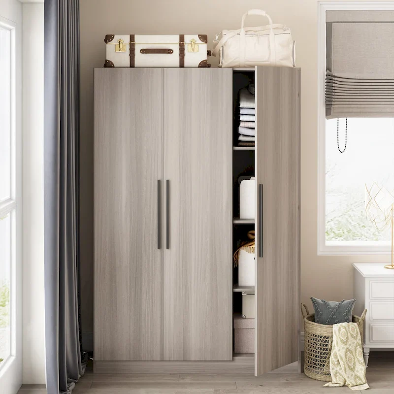 Large Wardrobe Armoire Wooden Closet with 3 Doors for Bedroom Hanging