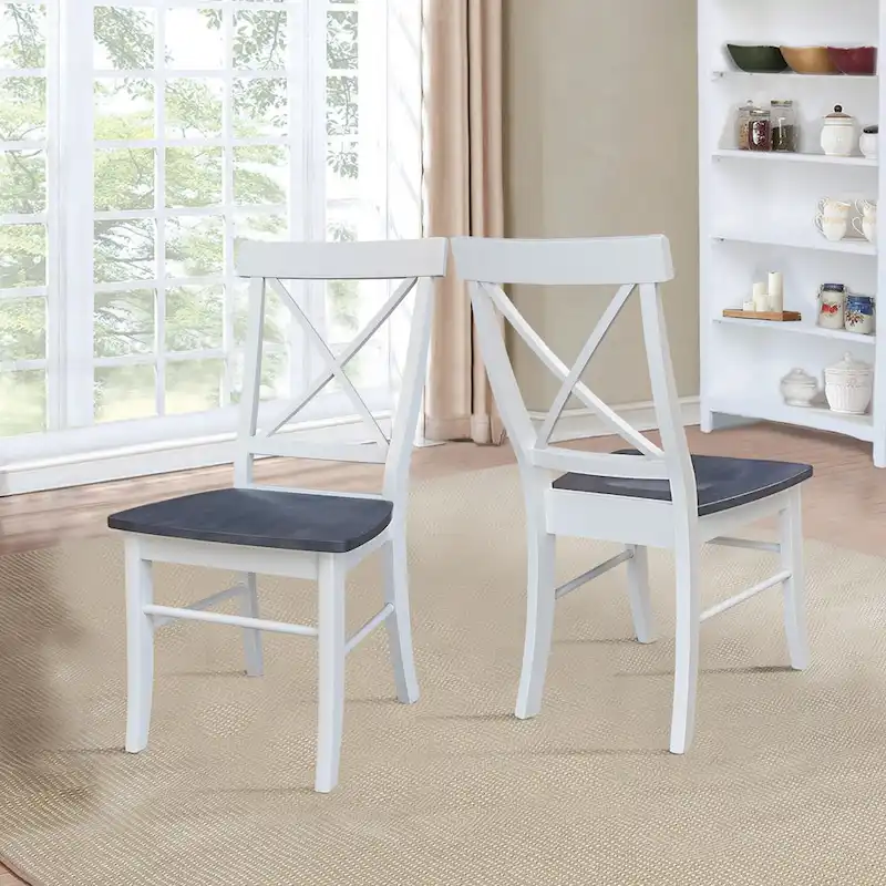 36 in Round Top Pedestal Dining Table with 4 X-back Dining Chairs