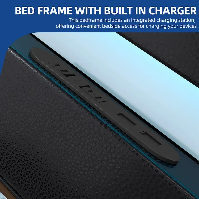 Moasis King Design Model PU Upholstered Led Bed Frame