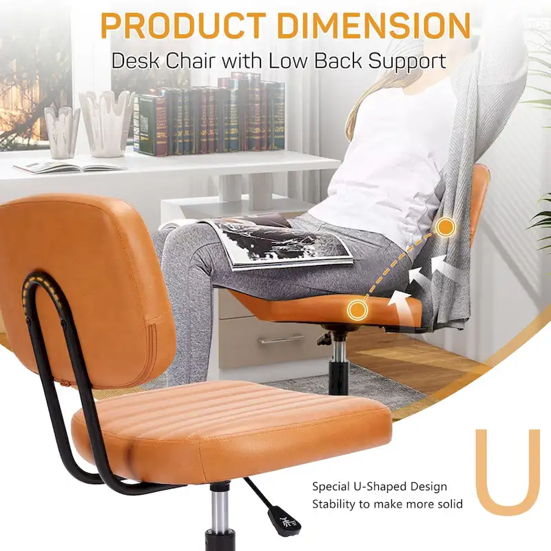 Comfy PU Leather Upholstered Office Chair, Home Desk Chair with Arms & Adjustable Swivel