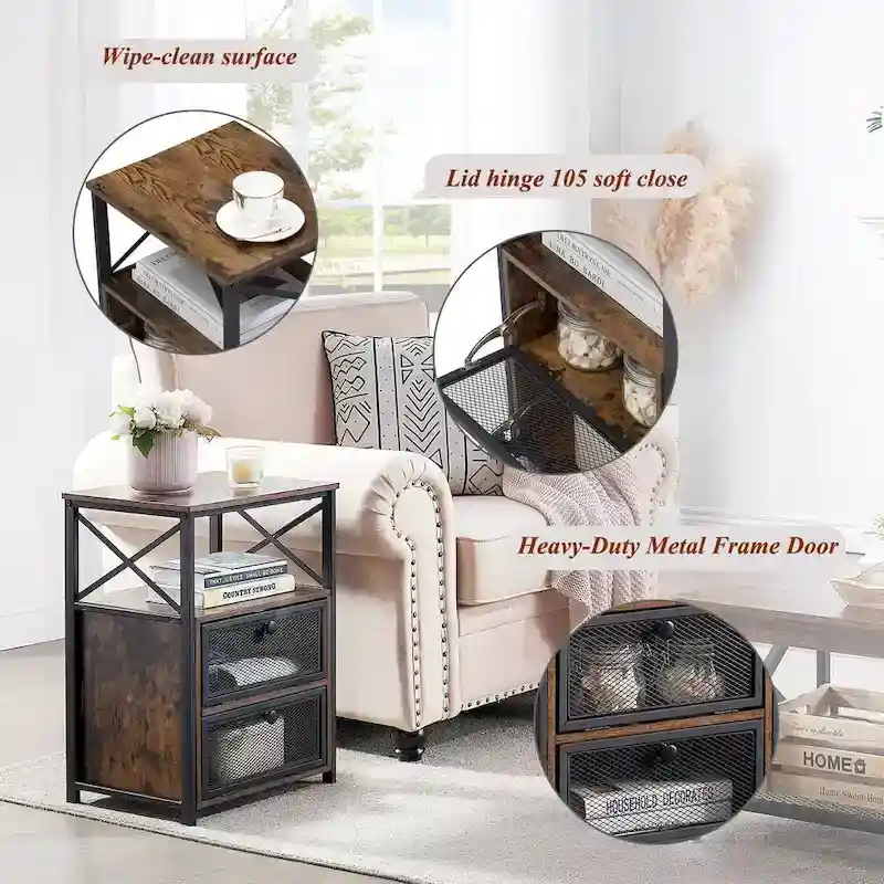 4-Pieces Bedroom Set with Drawer and Nightstands Set of 2, 5-Drawer Dresser, Brown/Grey Set