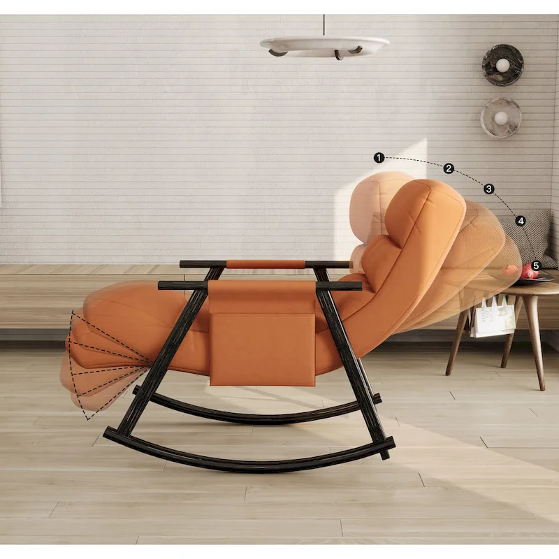 Velvet Rocking Chair With Foot Rest