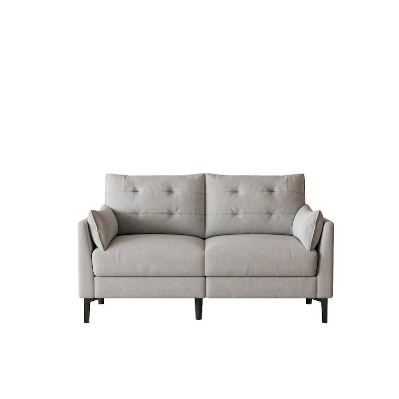Light Grey Cotton-Linen 2-Seat Sofa with Armrests
