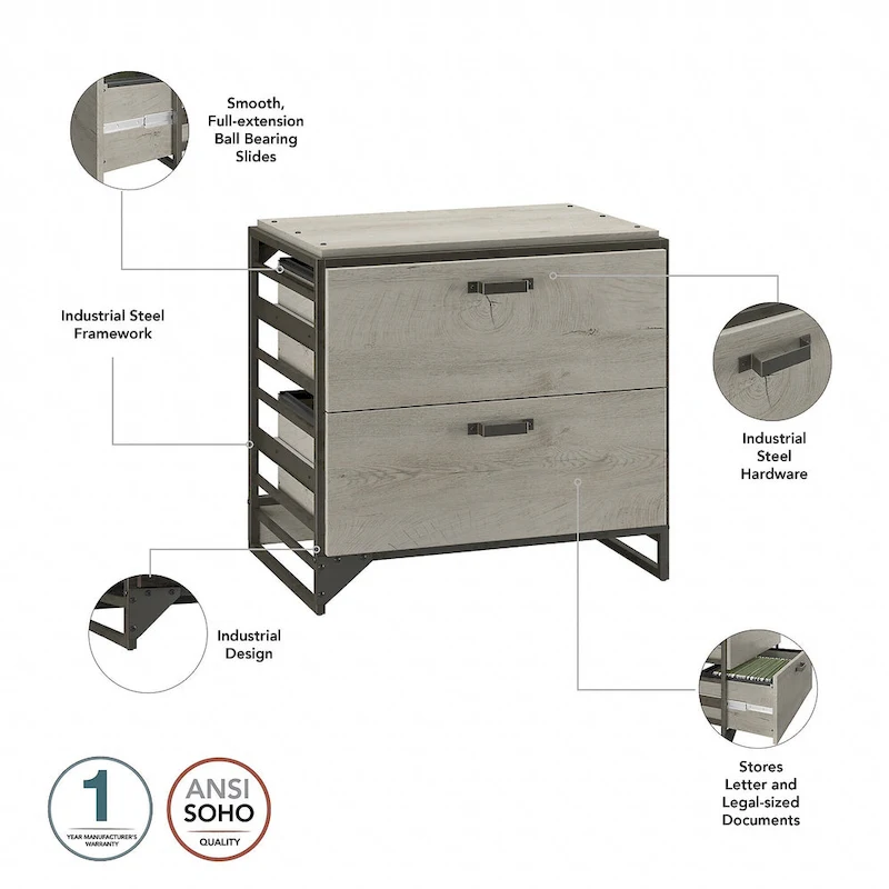 Lateral File Cabinet in Rustic Grey