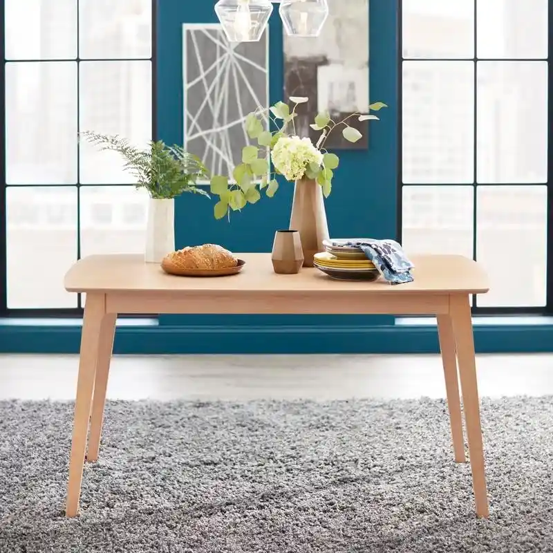 Natural / Walnut Mid-Century Dining Table, Seats 6