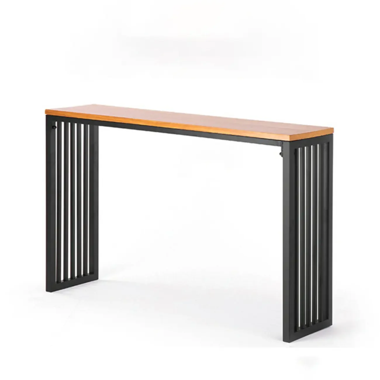 Industrial Brown Wooden Metal Leg Rectangular Bar Tables