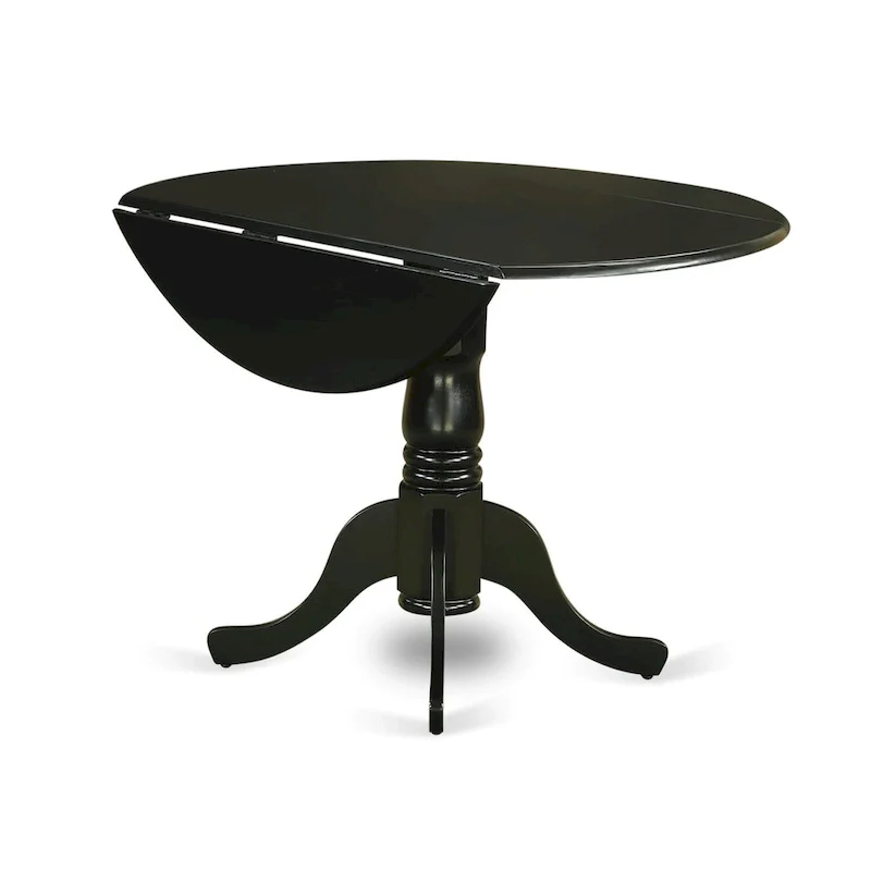 5-Piece Round Dining Table Set with Drop Leaf and 4 Chairs (Finish Options)