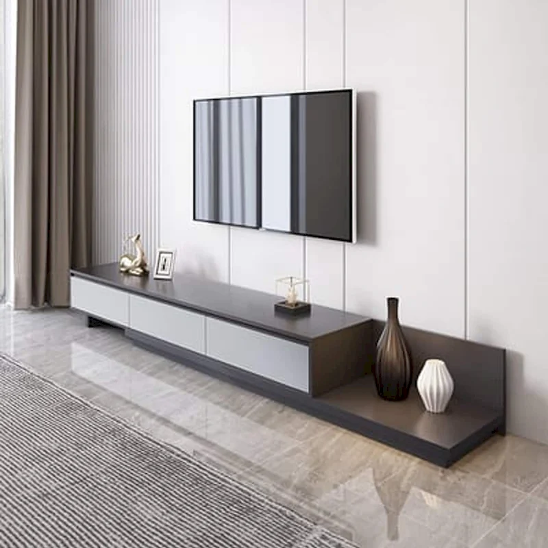 118 in. Extendable Modern TV Stand with 3 Drawers