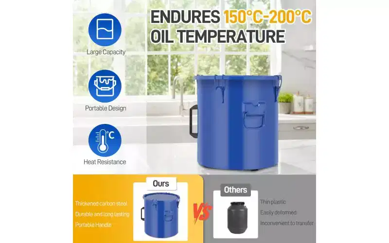 Karl Home 8 Gallon Fryer Oil Disposal Carbon Steel Fryer Grease Bucket
