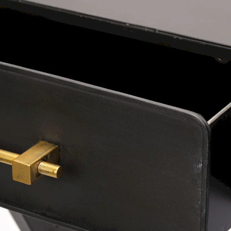 Black Metal Desk with Gold Handles - 3 Drawers