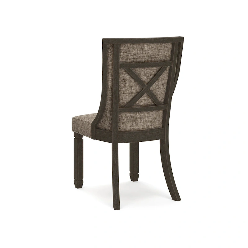 Trekk Dining Side Chair Set of 2, Black, Gray Brown Woven Polyester