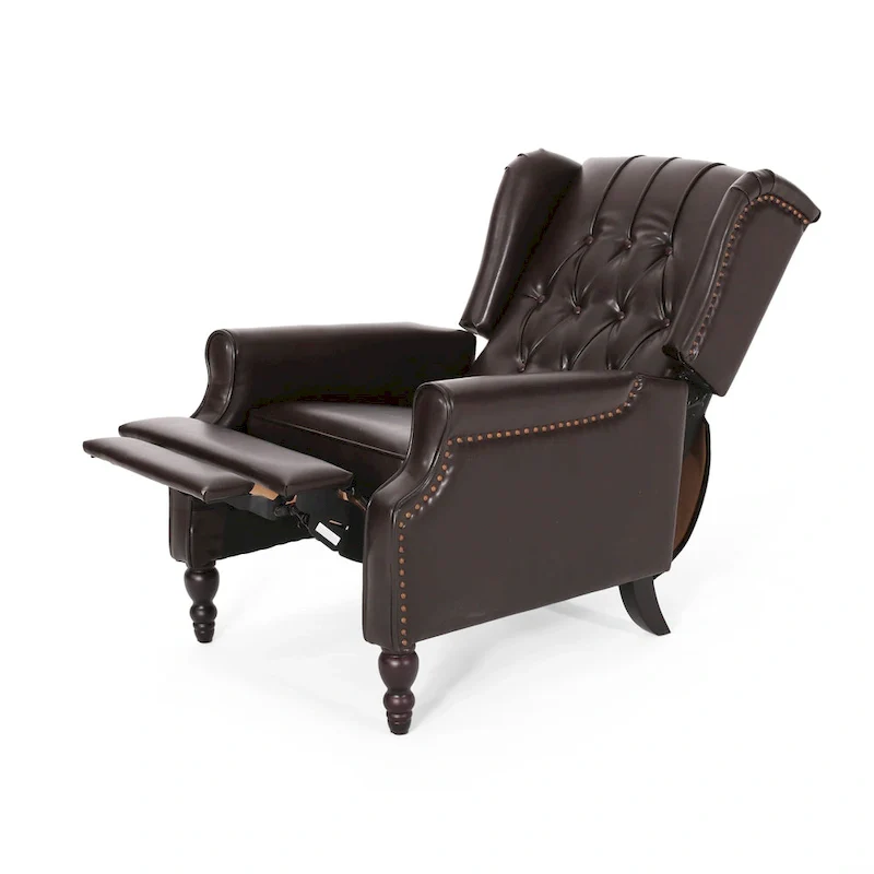 Brown Bonded Leather Recliner Club Chair