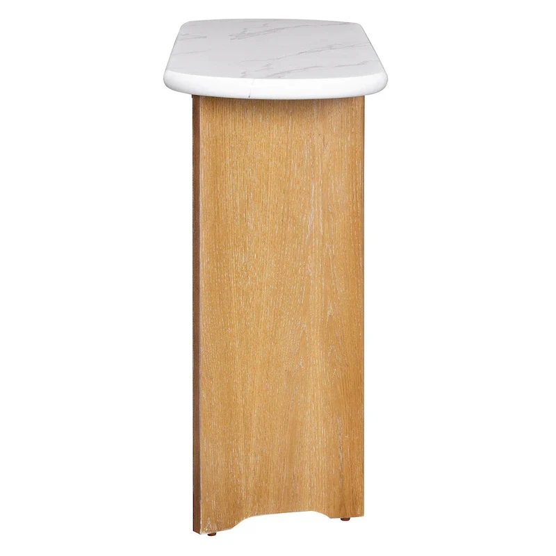 53.9  Console Table with Faux Marble Top & Wood Base