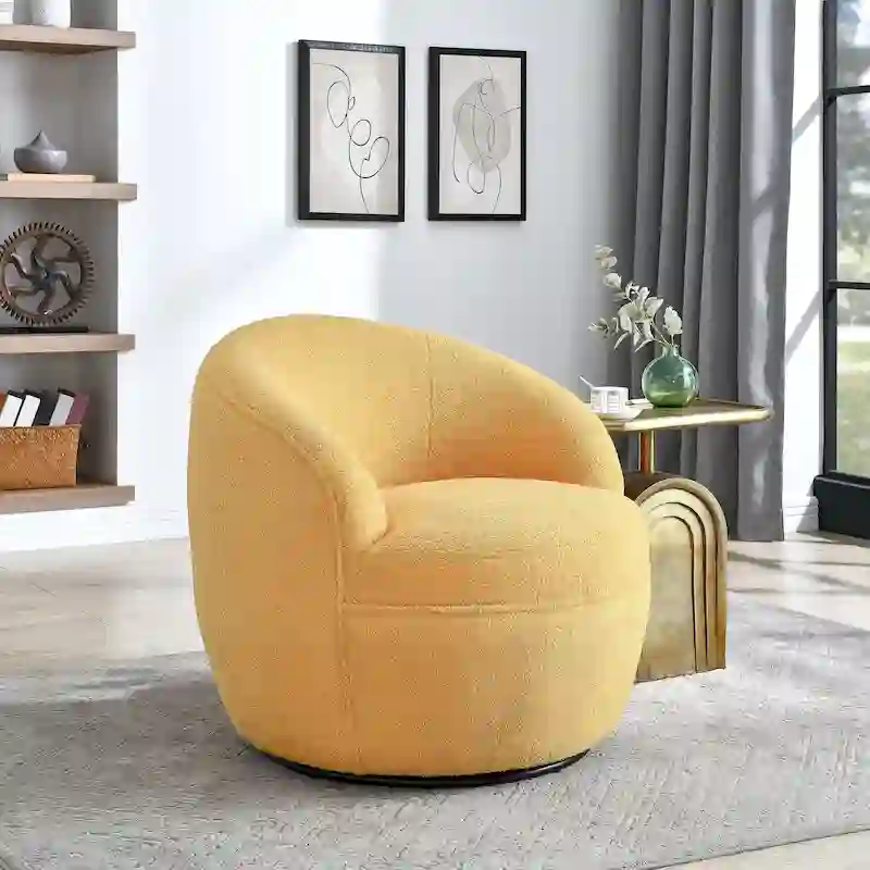 Galleria 360 Swivel Teddy Sherpa Fabric Barrel Chair