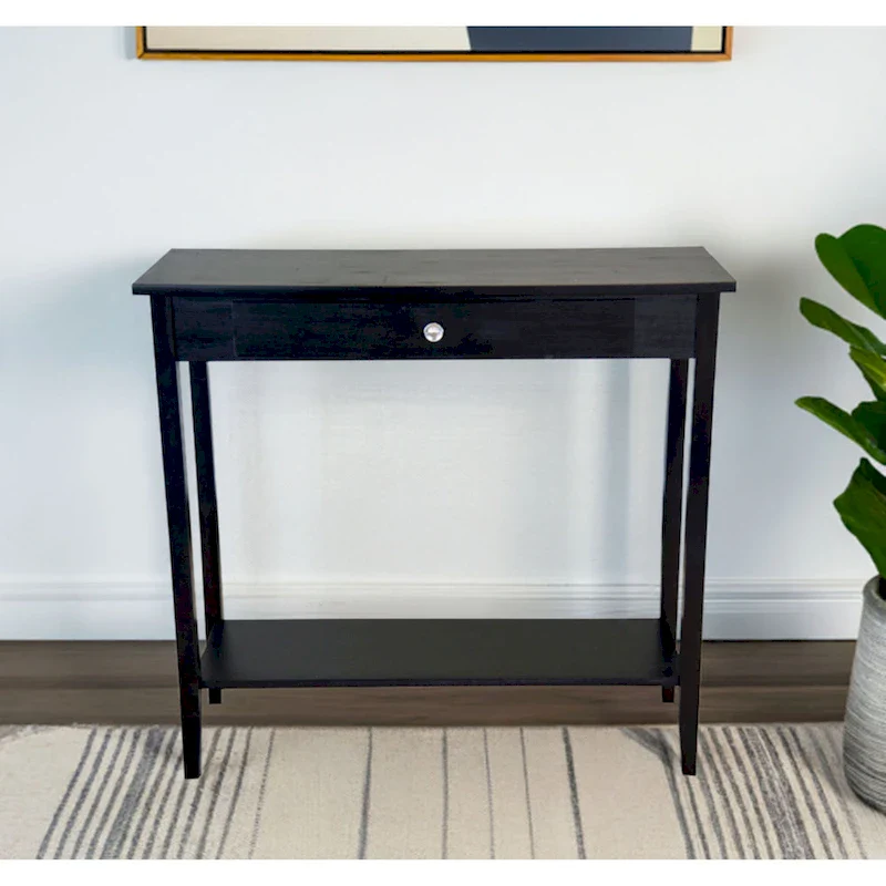 Solid Acacia Wood 1-drawer Console Table with Bottom Shelf