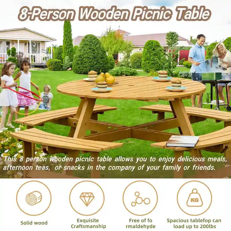 Outside Picnic Table Set with Benches for Garden,Backyard,Porch,Patio