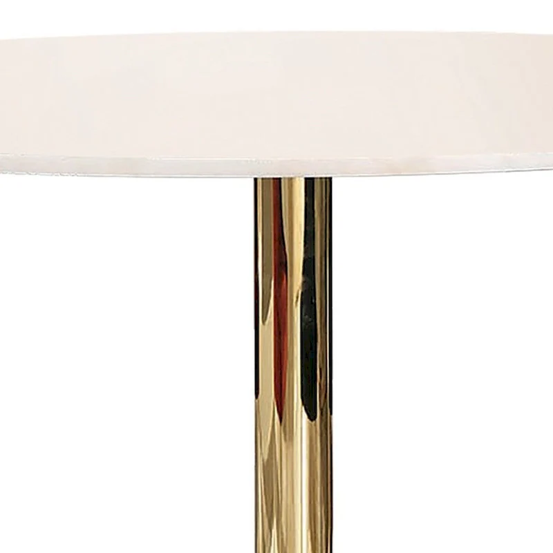 30-Inch Round Dining Table with Marble Top and Metal Base