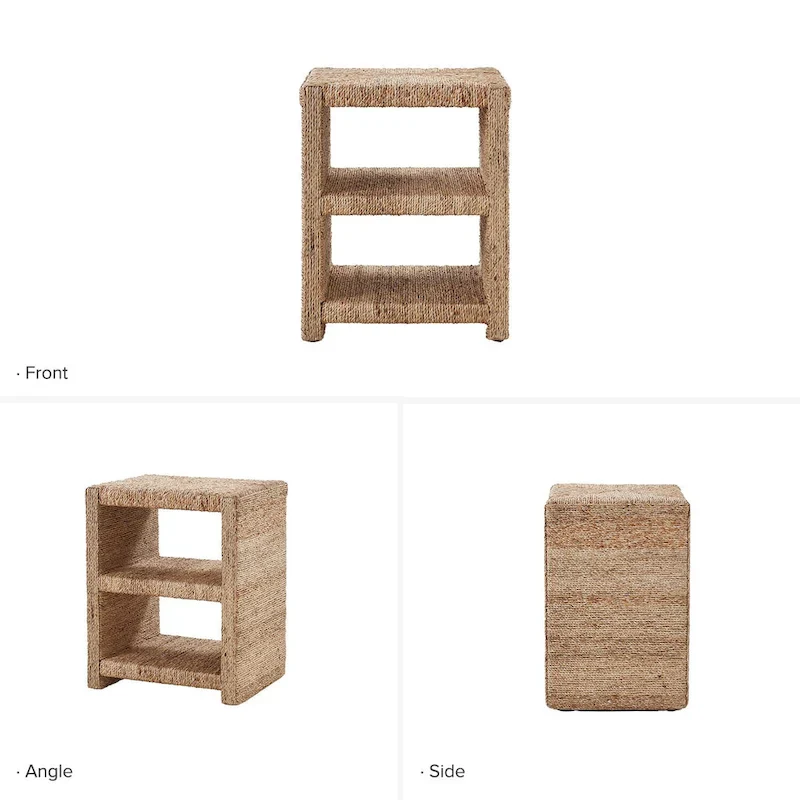 Dominik 24 Grass Rope Side Table with Two Open Shelves by HULALA HOME