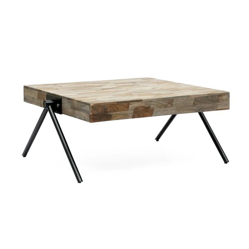 18.75 Modern Handcrafted Designed Coffee Table with Wood Tabletop and Unique V-Shaped Legs