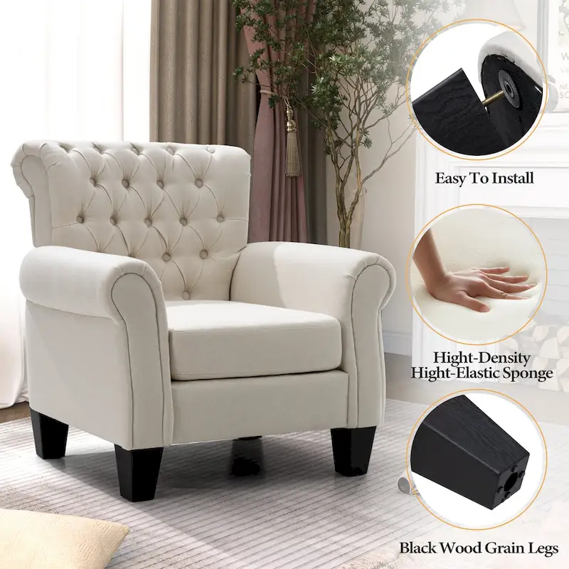 Accent Club Chair with Arms and Padded Seat