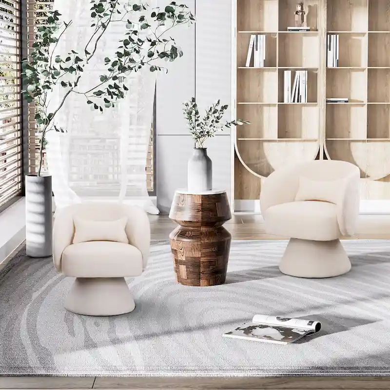 Ouyessir 360 Degree Modern Swivel Cuddle Barrel Sofa Chairs