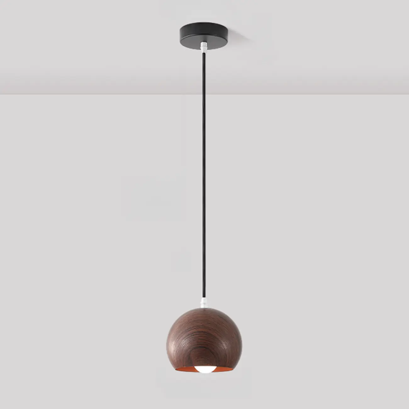 Minimalist Mini Wood Globe Pendant Light for Bedside