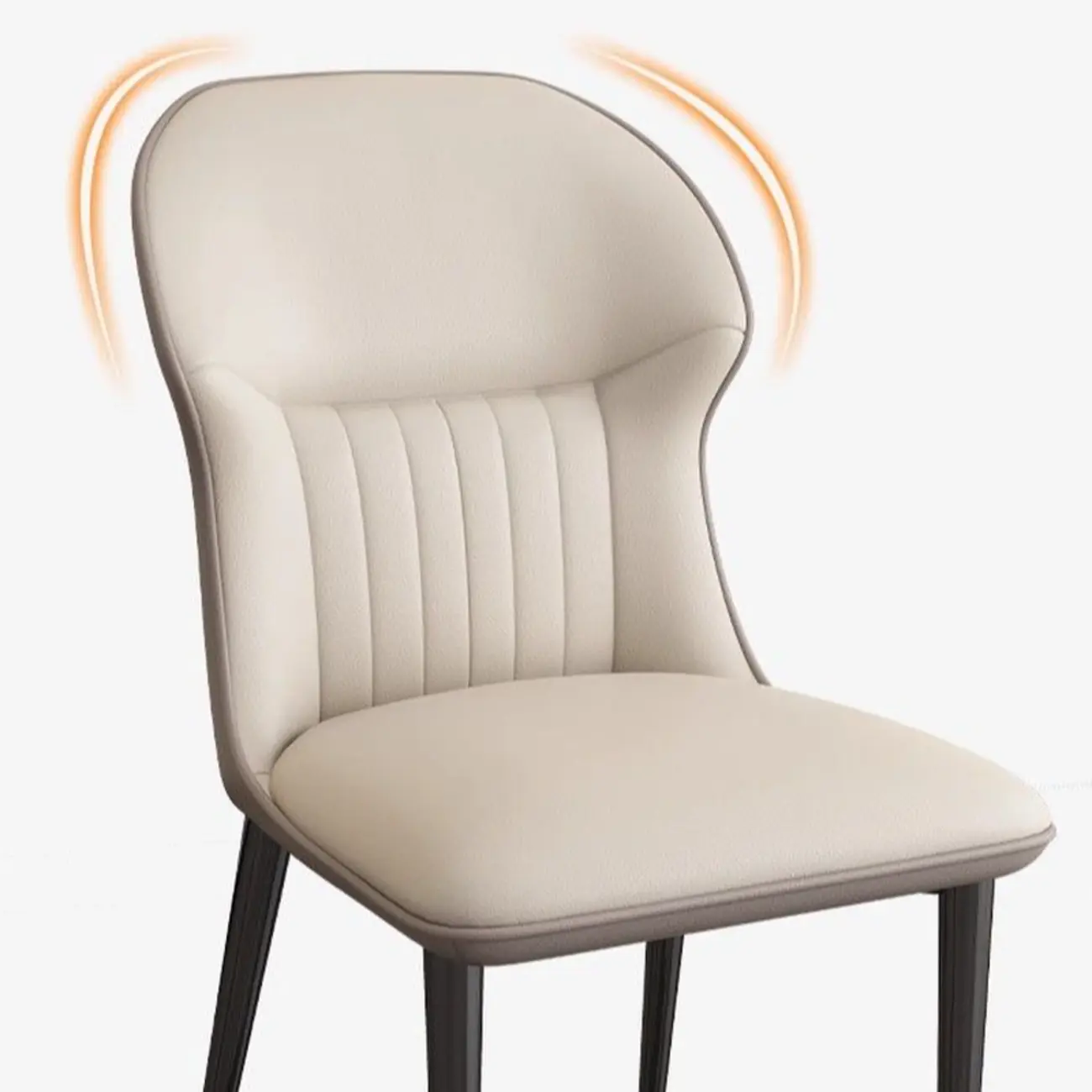 Modern Wingback Faux Leather Dining Chair with Metal Legs