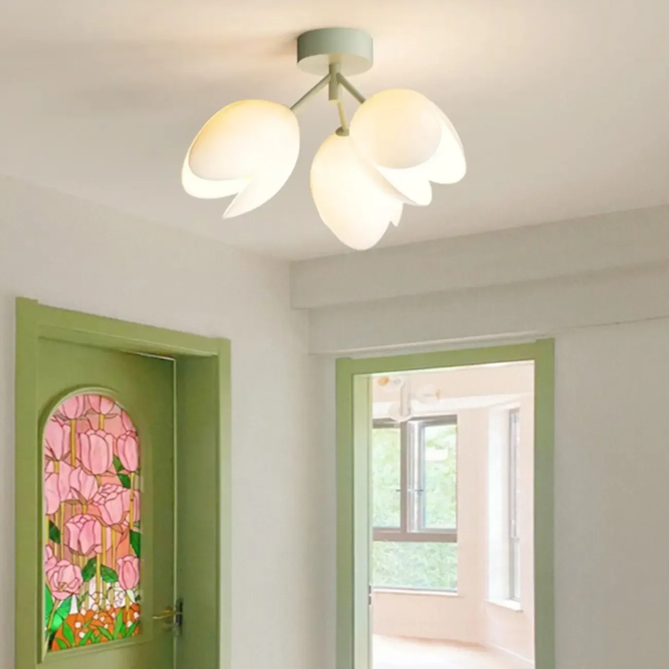 Elegant Mini Floral Resin Ceiling Light for Living Room