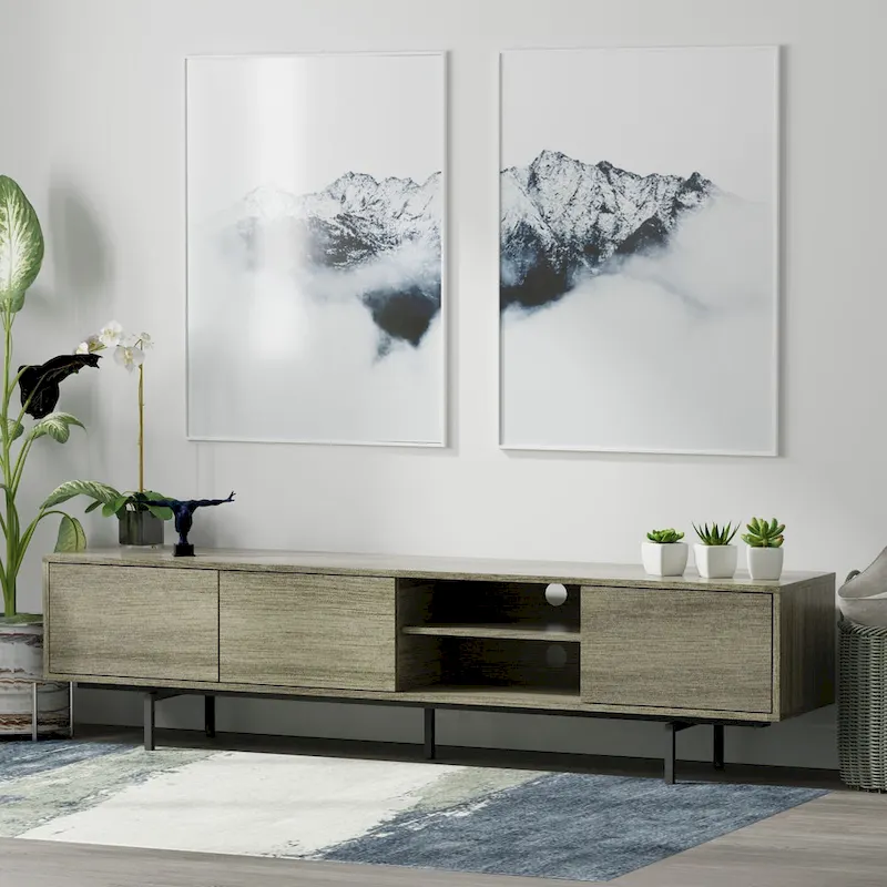 Glenwillow Home Atlas 78 x 20 Lowboy Mid-Century Modern TV Stand Console