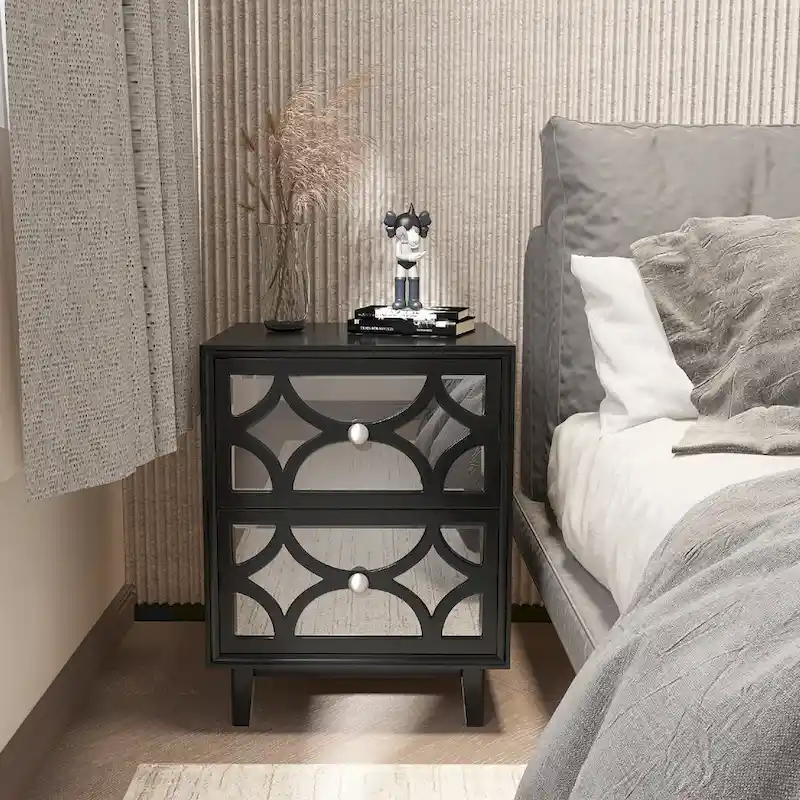 Contemporary Mirror Front Nightstand