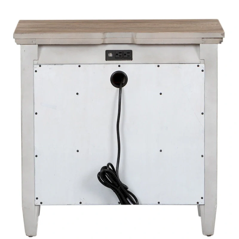 Heartland Antique White 1-Drawer Night Stand Charging Station