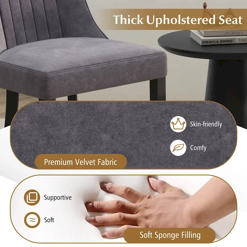 Costway Channel Tufted Dining Chairs Set of 2/4 with High Backrest