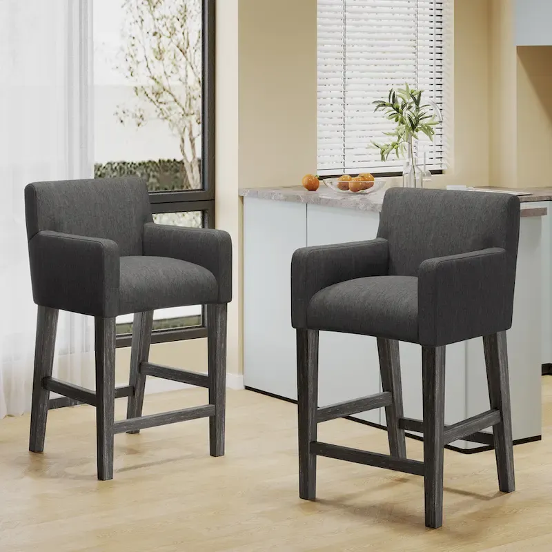 Armga Fabric Upholstered Wood 26 inch Counter Stools (Set of 2) by Christopher Knight Home