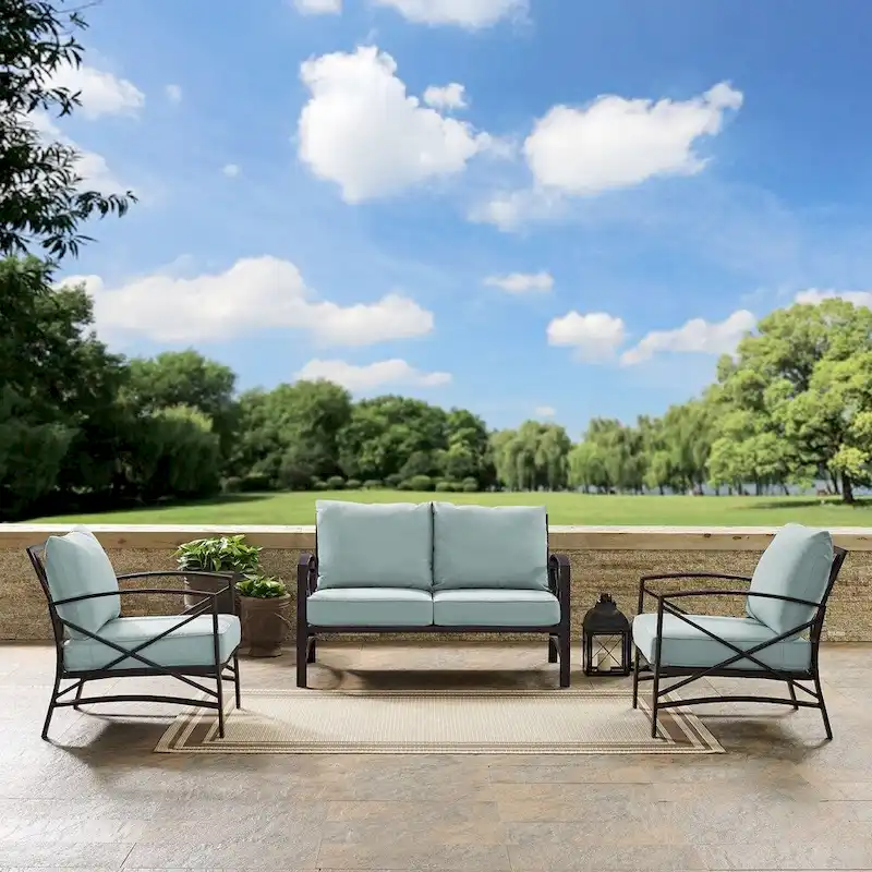 Crosley Kaplan 3 Pc Outdoor Loveseat Patio Furntiure Set - 137.5