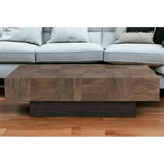 HomeRoots 59 Dark Brown And Black Solid Wood Coffee Table - 59