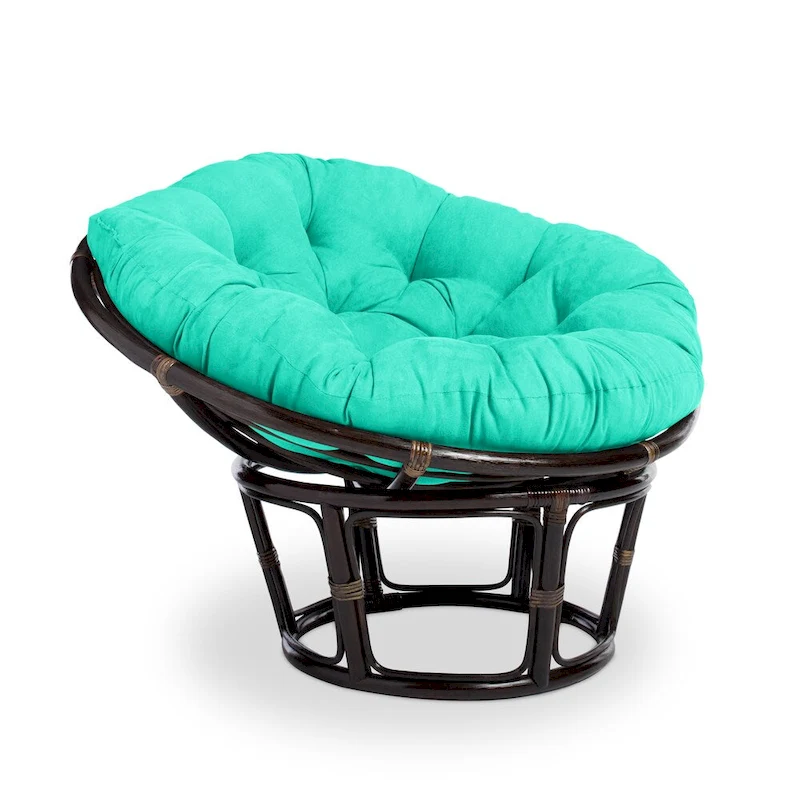 Bali 42-inch Rattan Papasan Chair with Microsuede Cushion