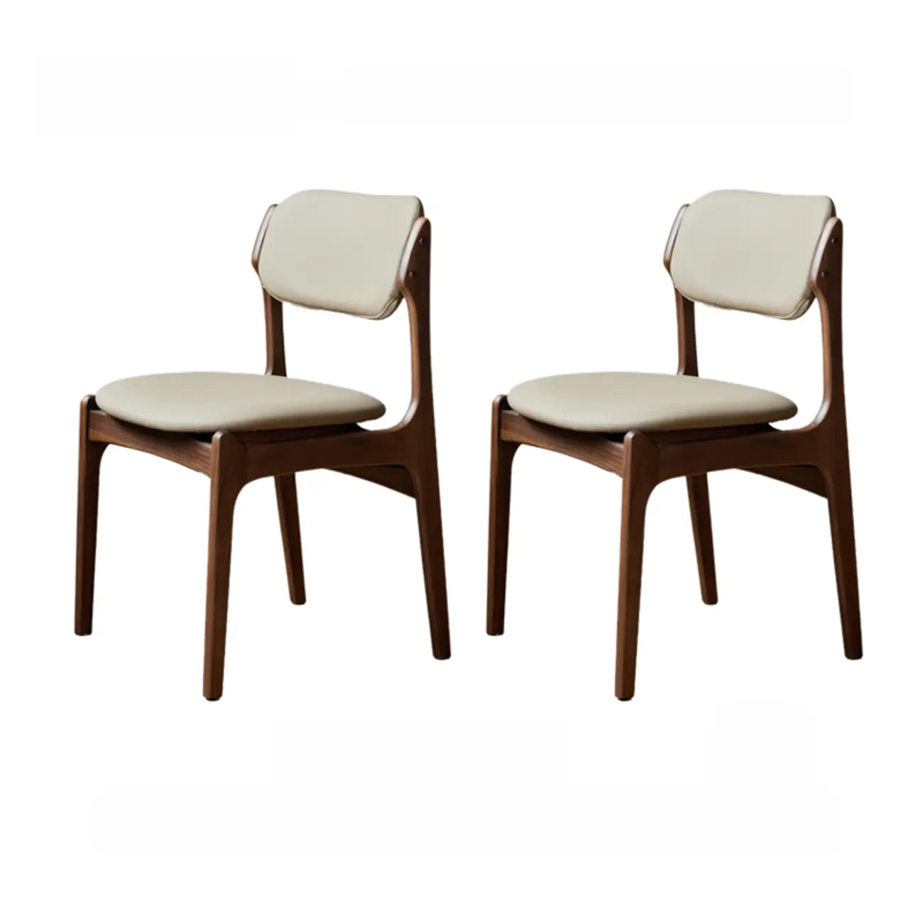 Rustic Open Back Wooden Faux Leather Dining Chair Set of 2