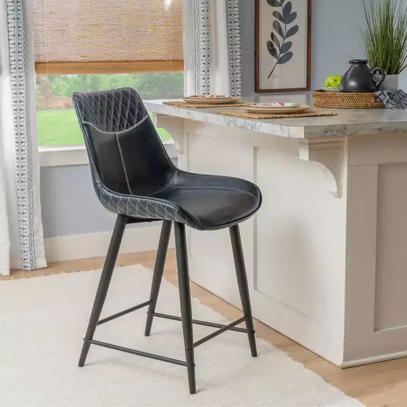 Linon Elder Upholstered Counter Height Barstool Blue