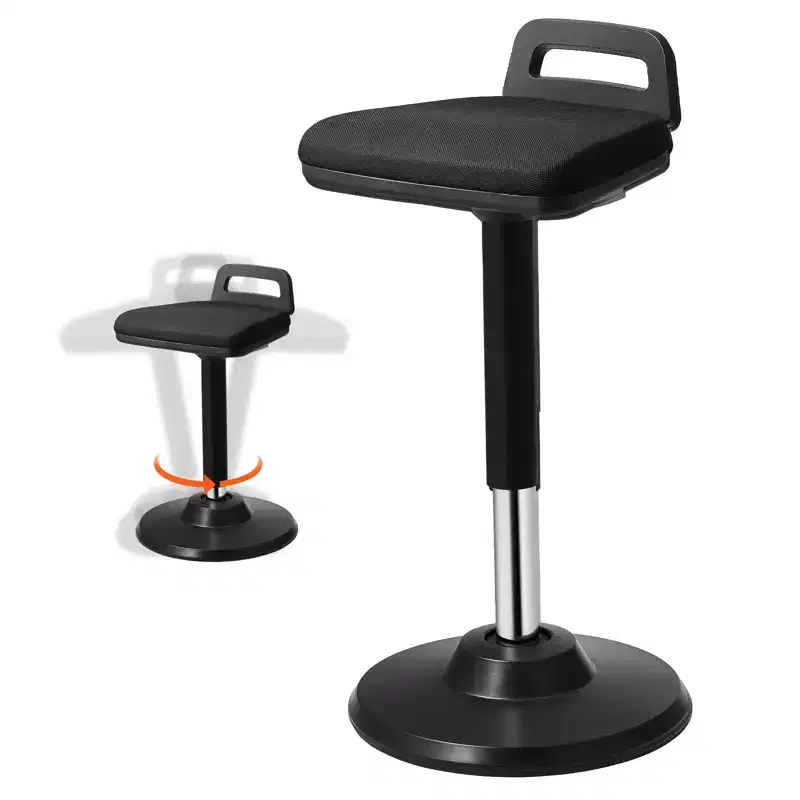 VEVOR Active Chair with Handle, Height-Adjustable (24.6-34.4) Wobble Chair Made of Elastic Fabric & 45 mm Foam, 8 Tilt Angle, Age 12-18, Black