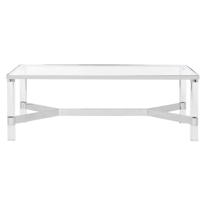 Glass and Acrylic Coffee Table with Chrome Frame - 47