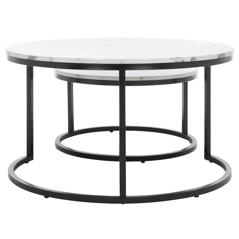 SAFAVIEH Elberta 2 Round Nesting Coffee Table - 43 L x 36 D x 18 H - 32Wx32Dx18H