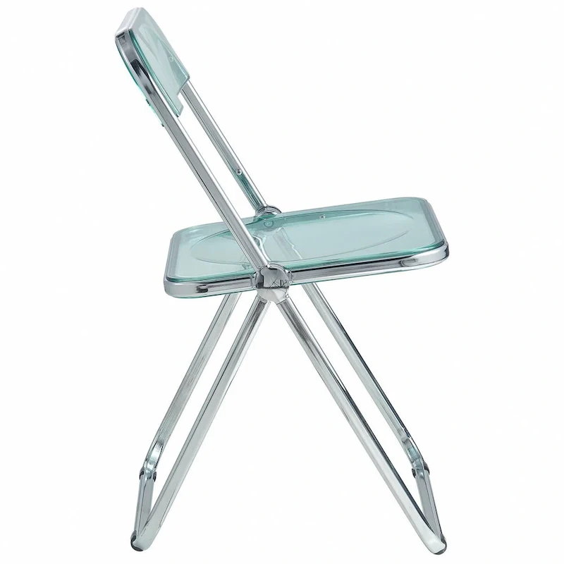 Acrylic Folding Dining Chair with Chrome Frame Set of 4 Lawrence Series by LeisureMod