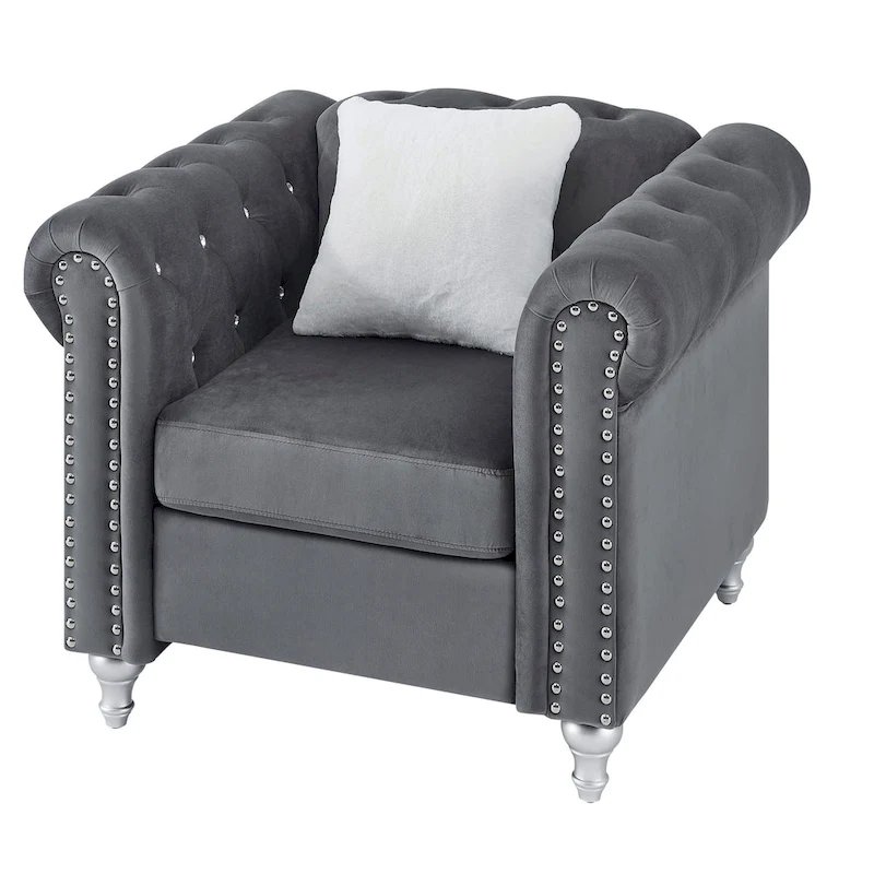 Raisa Velvet Crystal Accent Chair