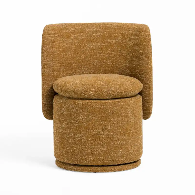 Yellow & Black Swivel Dining Chair, Curved Back, Single Seat