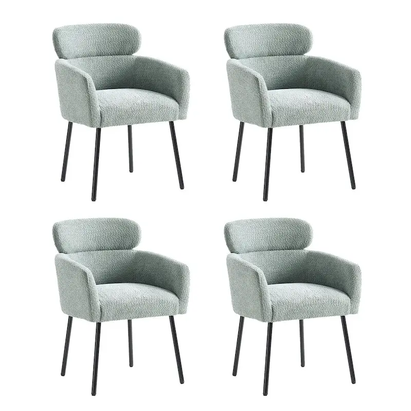 Amos Modern Boucle Dining Chair with Adjustment Feet Set of 4 by HULALA HOME